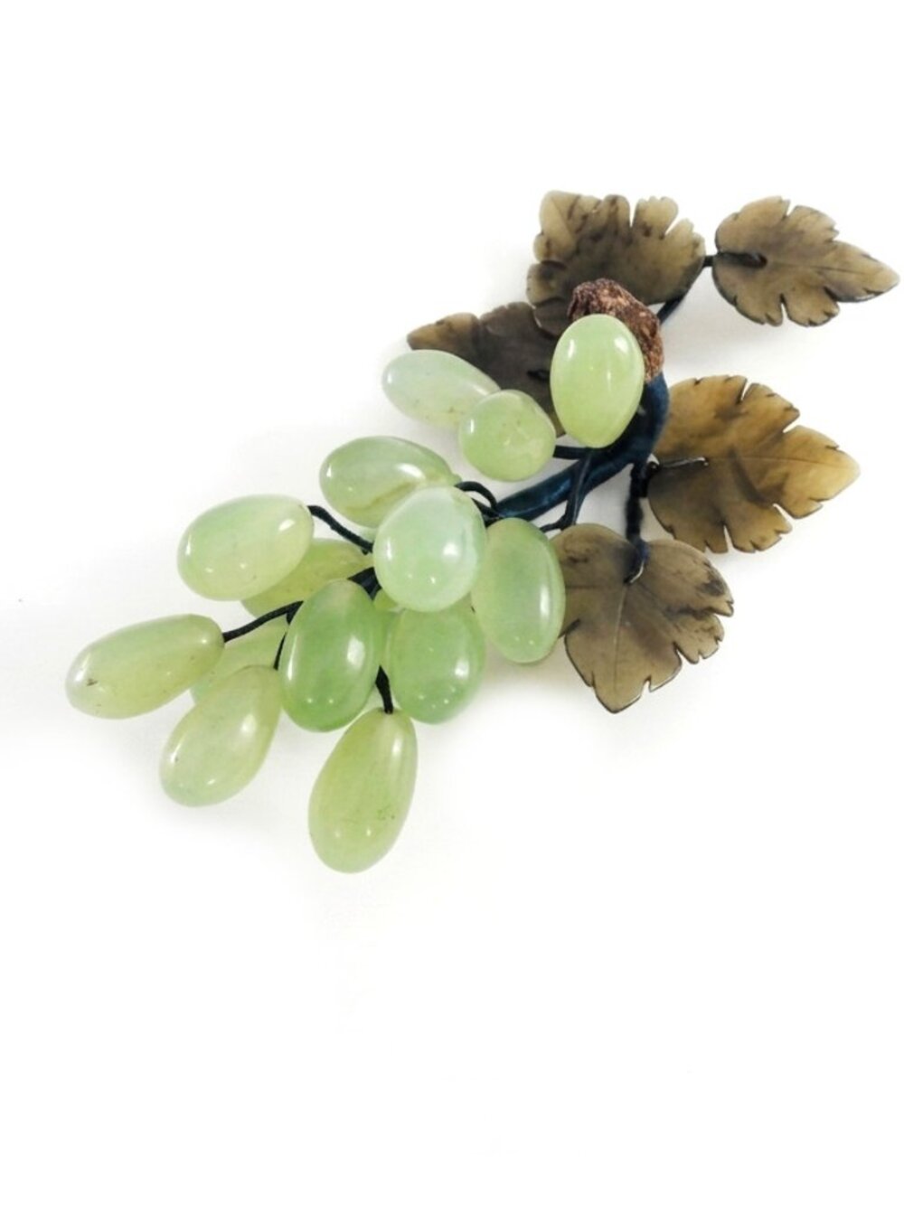 Vintage Carved Stone Grape Cluster Serpentine Faux Fruit Table Decor